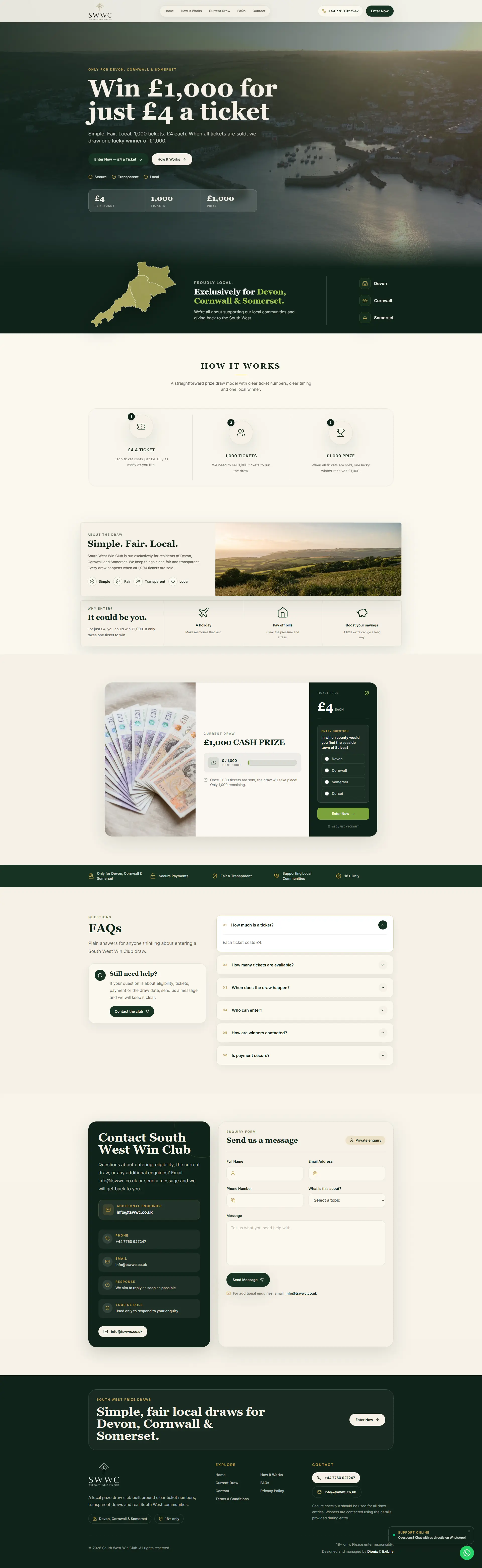 South West Win Club full page